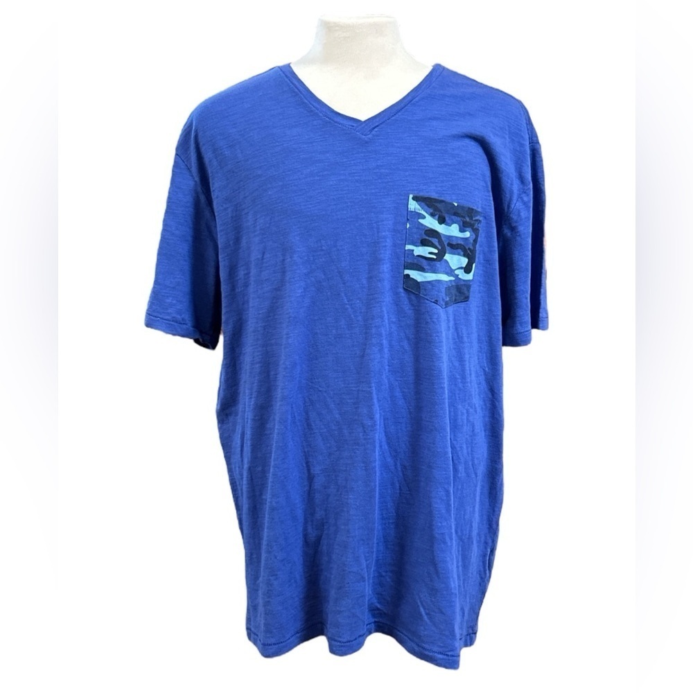 Route 66 Blue Tee Shirt Camo Pocket  2XL NWT